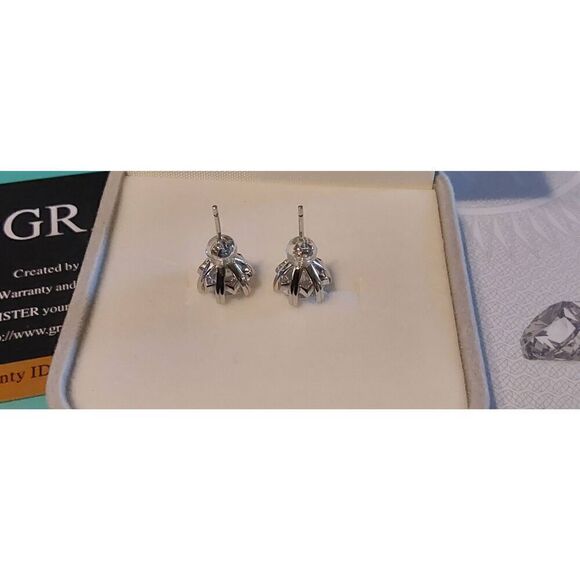 CERTIFIED Genuine Moissanite Diamond 4 Ct. Heart Prong Stud Earrings~18K/.925SS - Picture 7 of 11